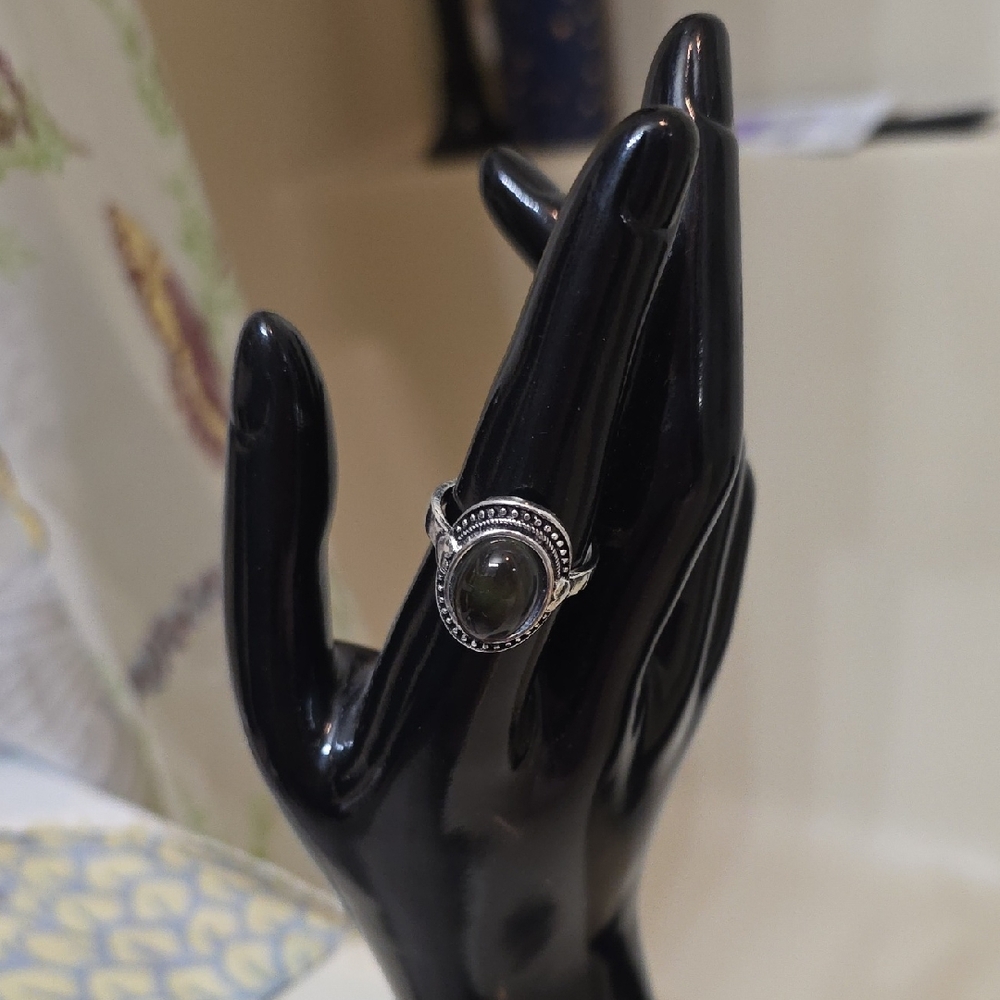 Elegant Silver Ring with Black Stone